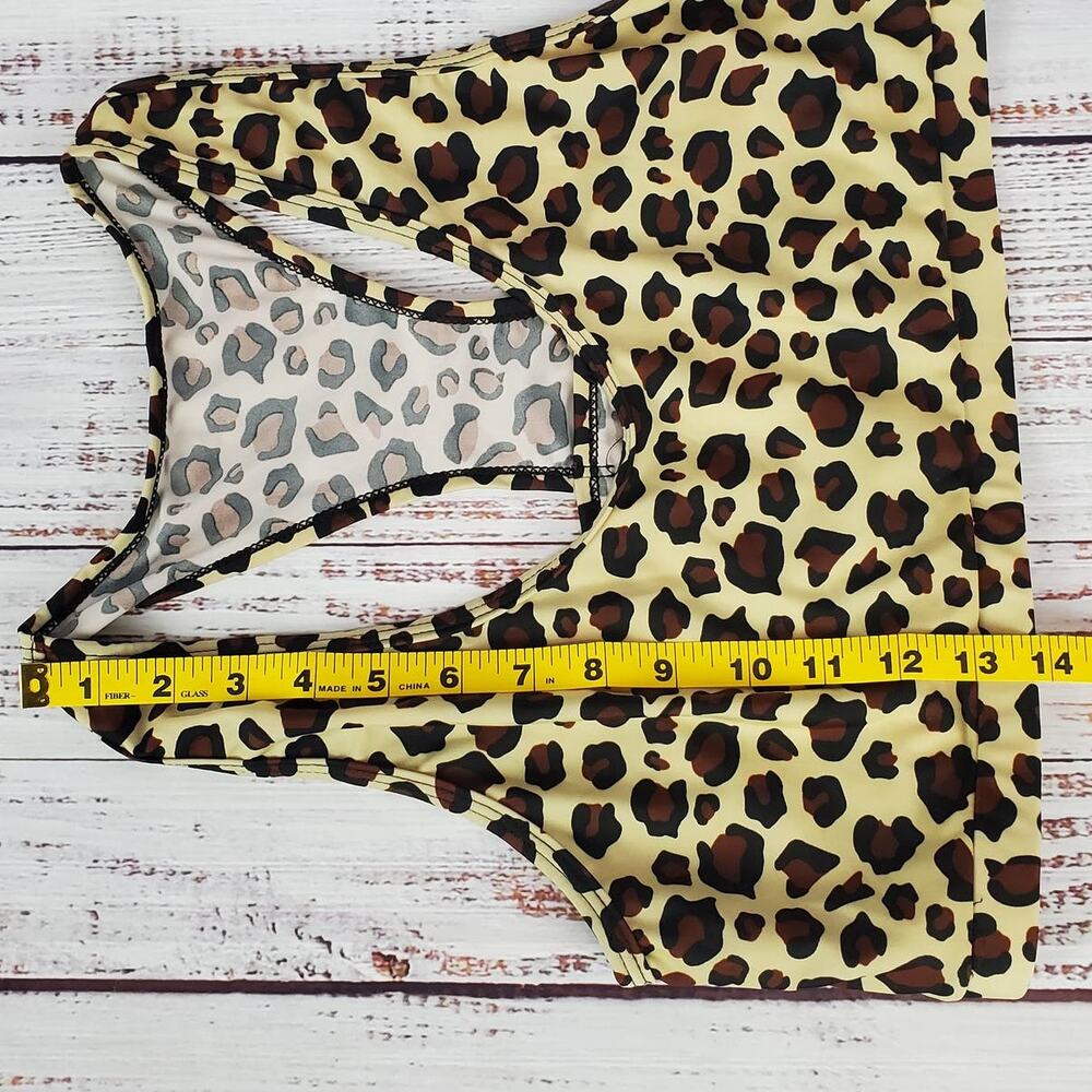 NEW Leopard Print 2 Piece Swim Suit 2XL Racer Back Top & Boy Shorts Coastal Vaca - Picture 8 of 11